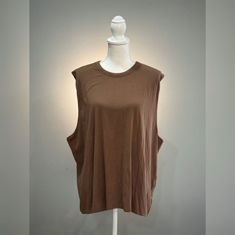 Brown Skims Sleeveless Boyfriend Top Size 2X NWT